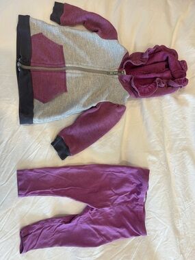 Splendid Purple and Gray Kids Hoodie & Joggers Set